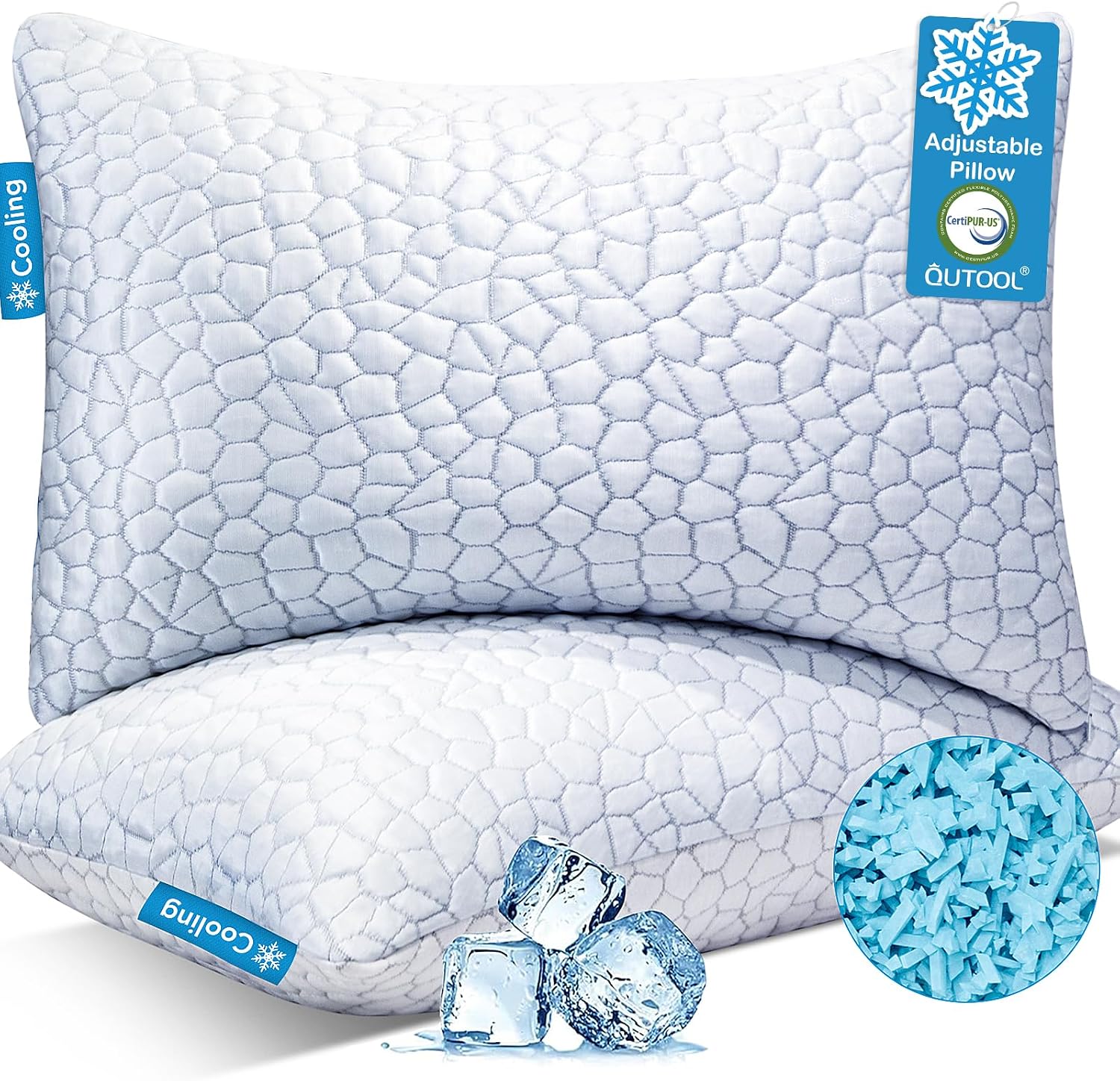 QUTOOL Cooling Memory Foam Pillows Queen Set of 2 (B07T7W7VR3)