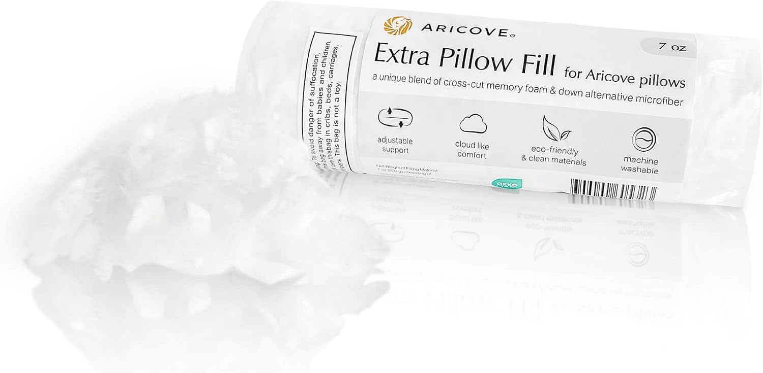 Aricove Extra Pillow Fill, Crosscut Memory Foam with Down Alternative